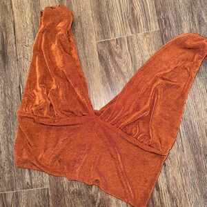 Burnt Orange Silky Crop Top